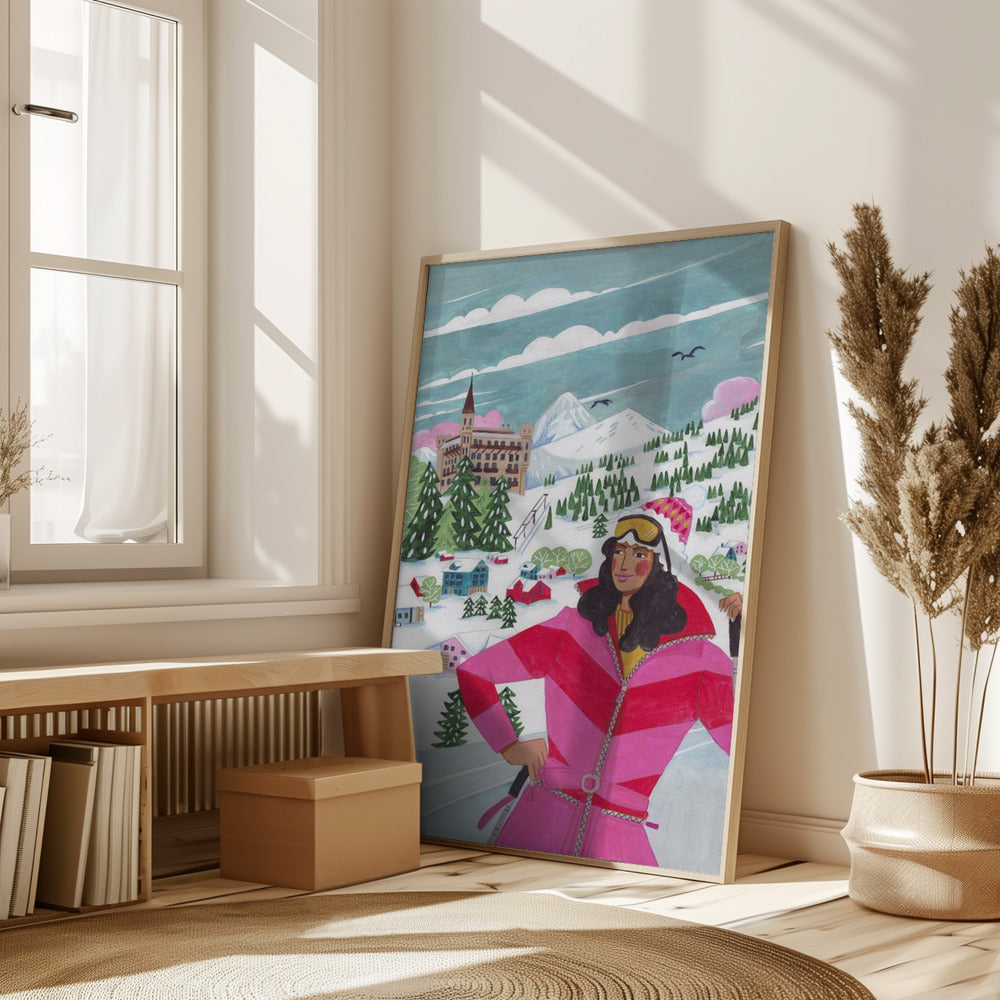 Winter Scene Woman Skiing Poster