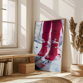 Ski Glamour Red Poster