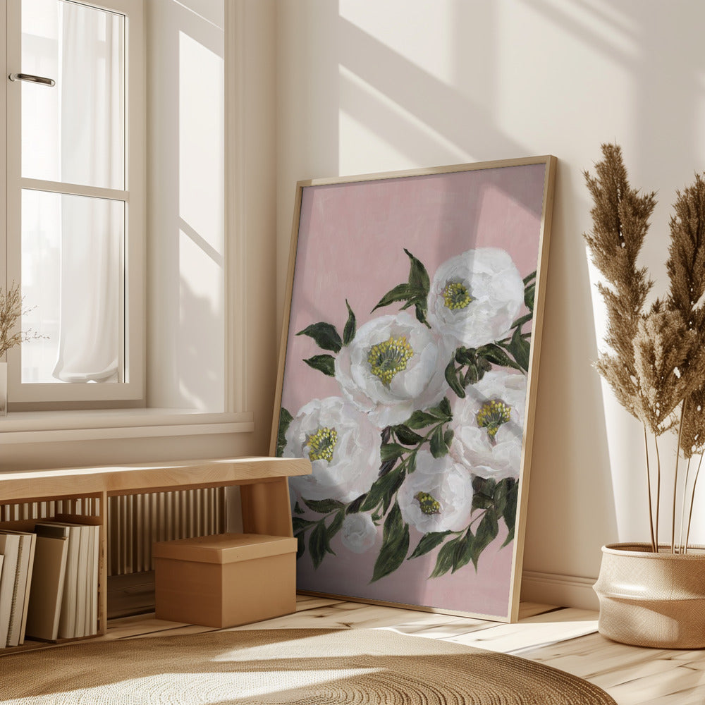 Evadne peonies in pink Poster