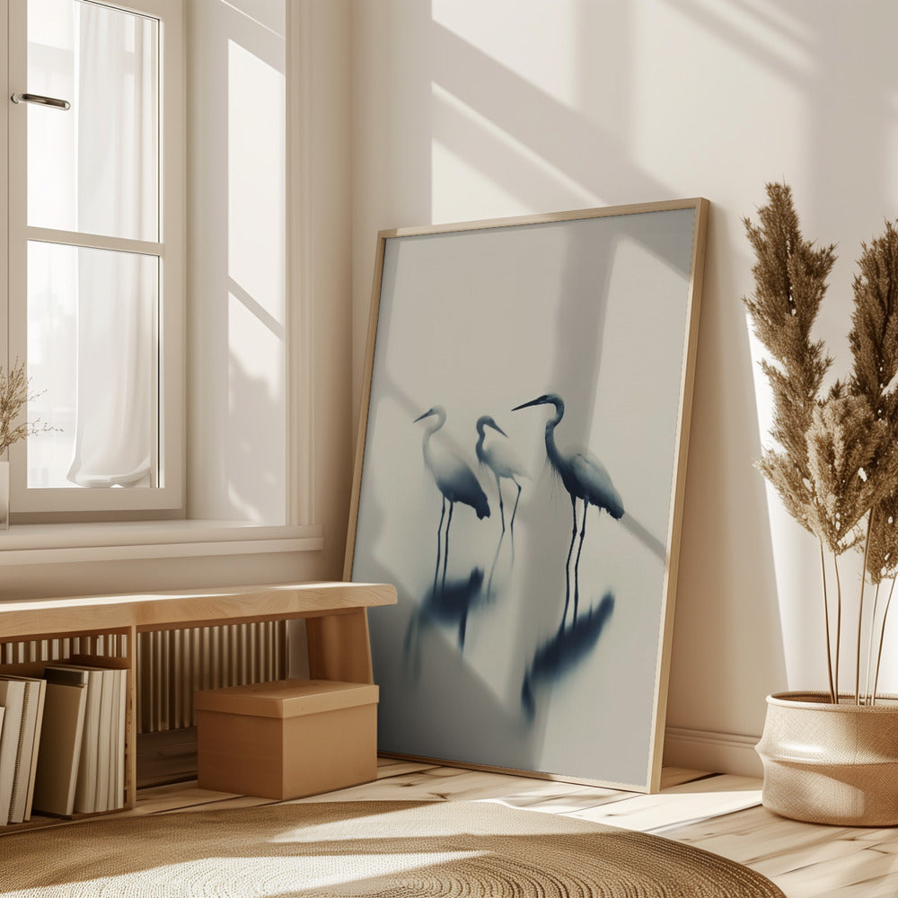 Birds In Lake Poster