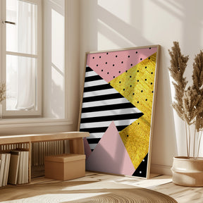 Gold Abstract Pink - Modern Geometric Poster