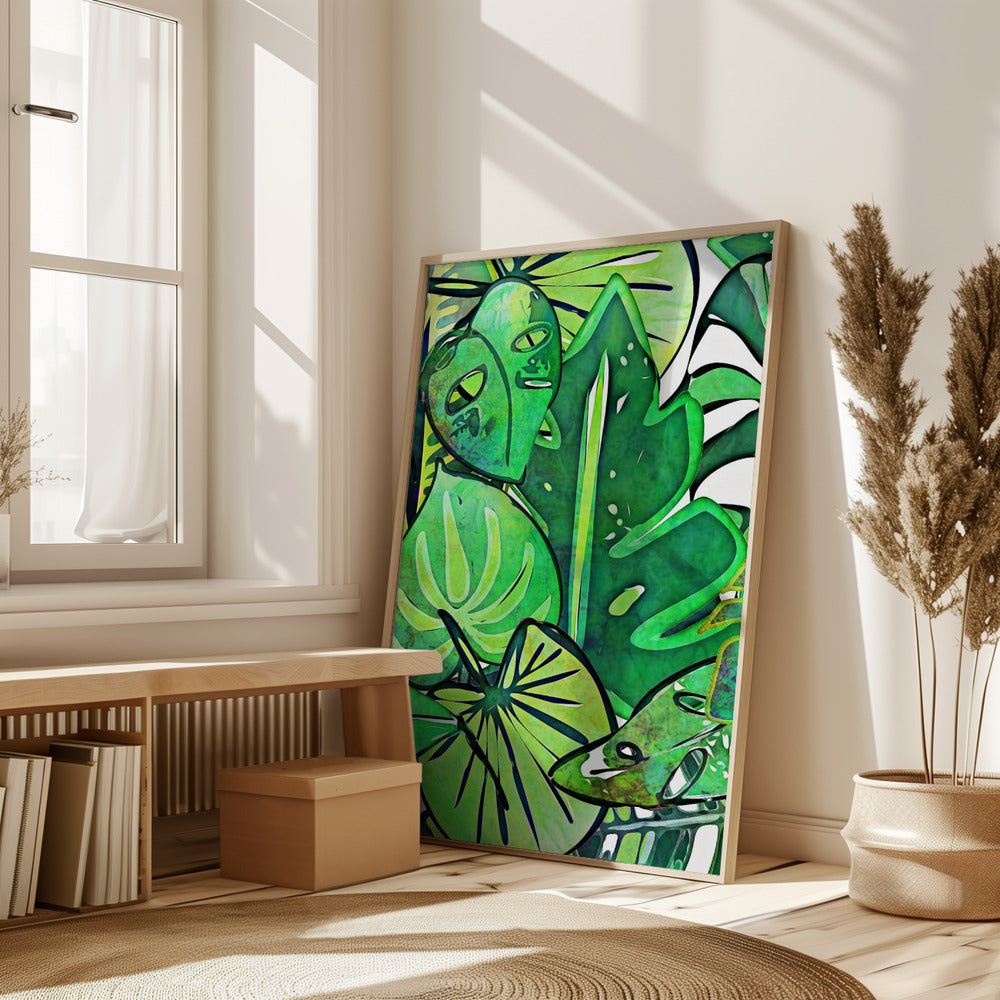 Lush Bohemian Tropical Leaves Poster