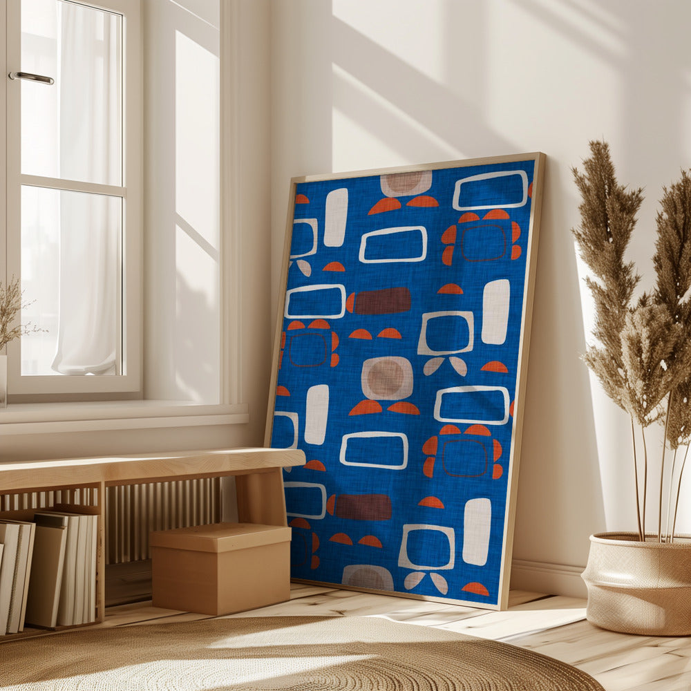 Mod Outline Blue    Rectangular   Din   Susana Costa Poster