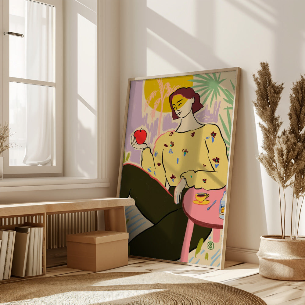 Woman With Apple Poster