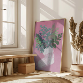 Pink floral stocking Poster