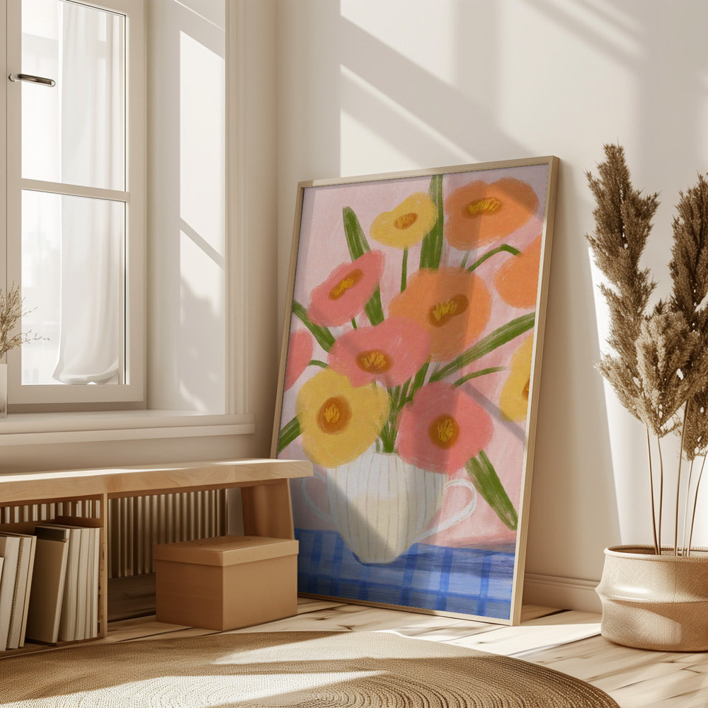 Summer Flowers In a Vase Illustration Poster