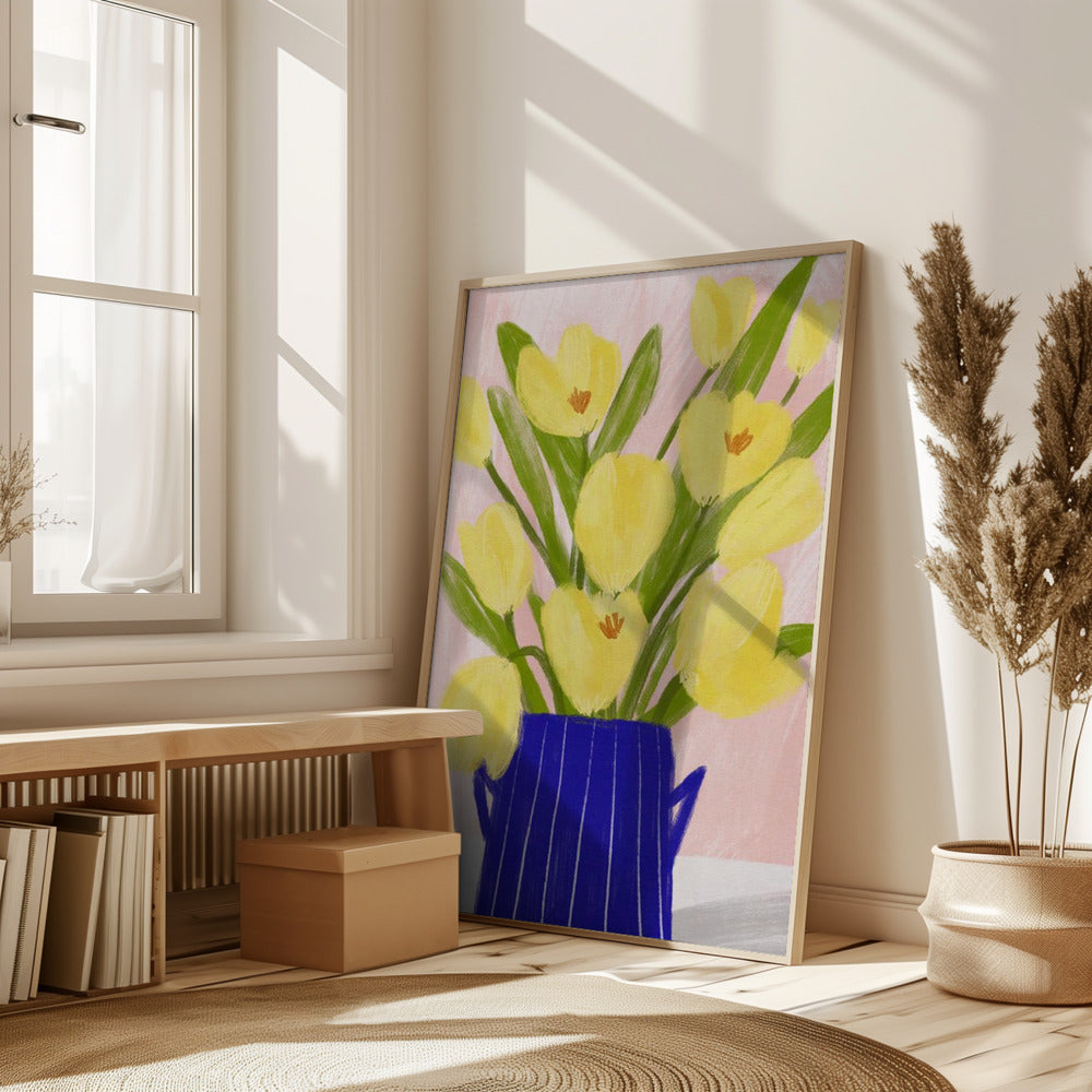 Yellow Tulips In a Vase Poster