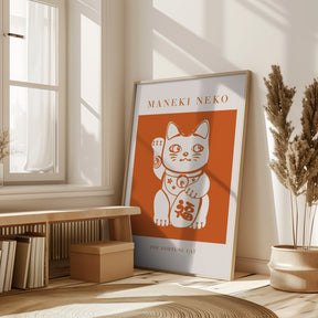 Maneki-neko Cat Orange Poster