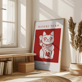 Maneki-Neko Cat Red Poster