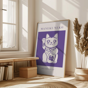 Maneki-neko Cat Purple Poster