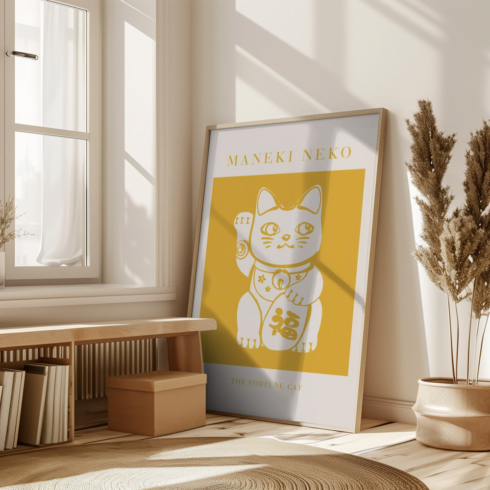 Maneki-Neko Yellow Cat Poster