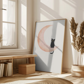 Cat Crescent Moon Poster