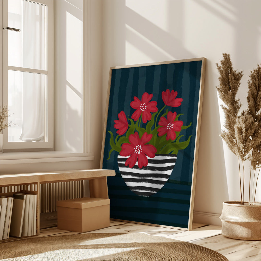 Striped Vase Poster