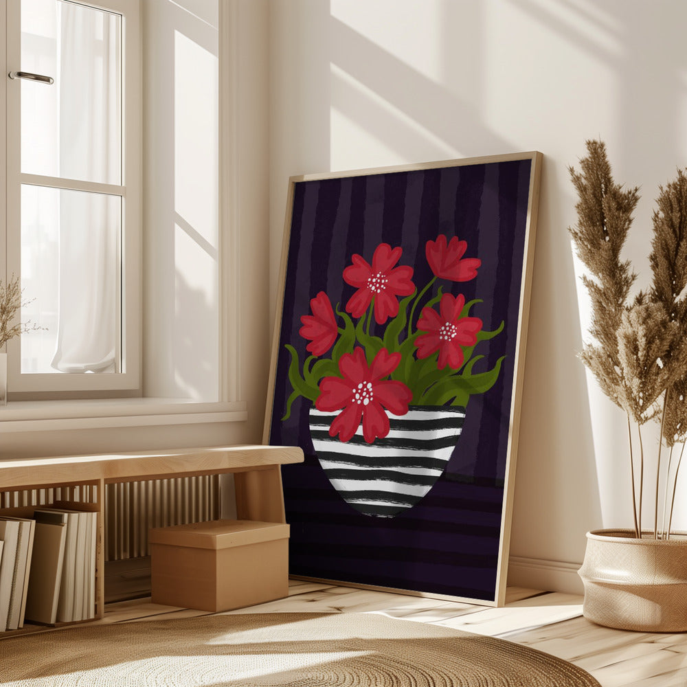 Striped Vase Poster