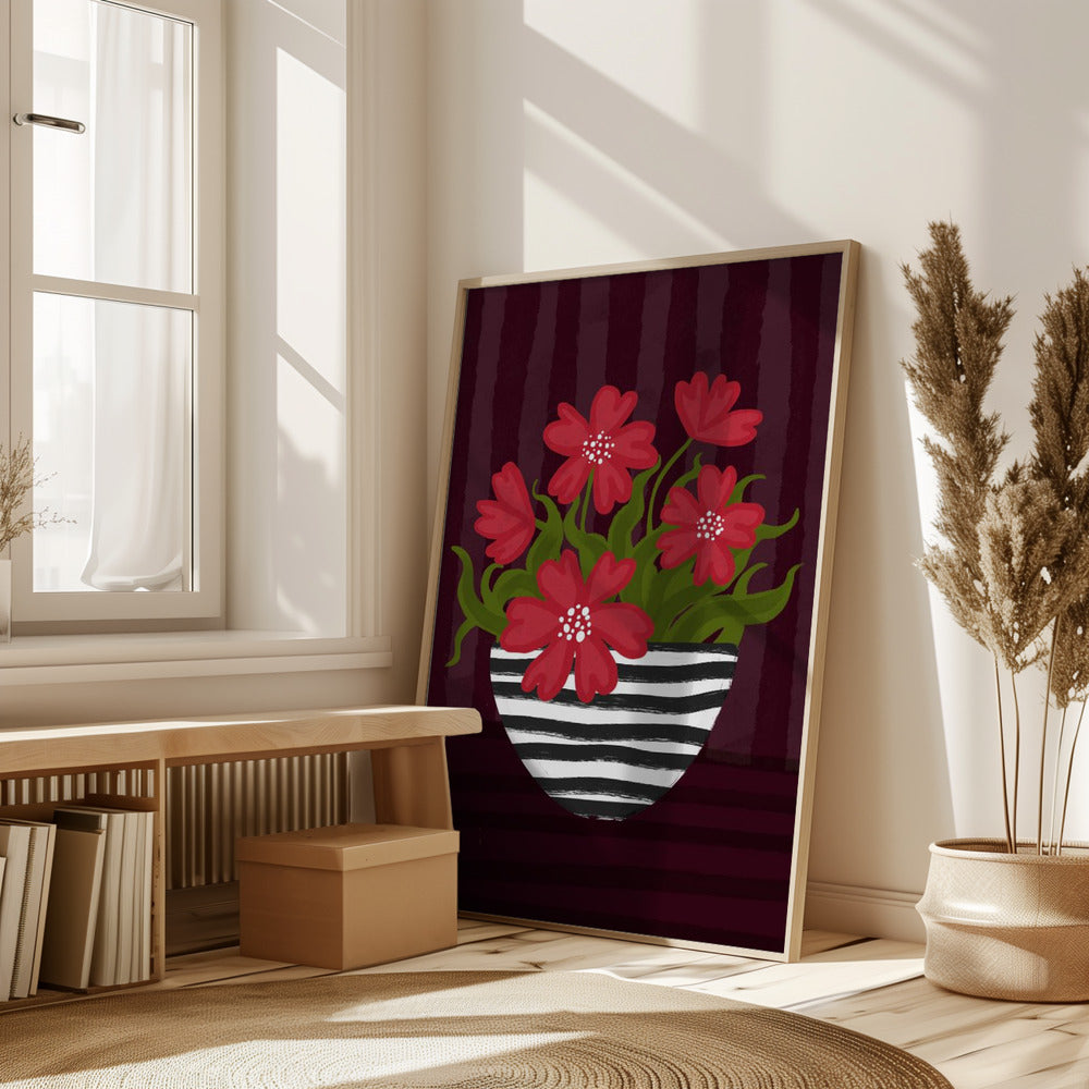 Striped Vase Poster