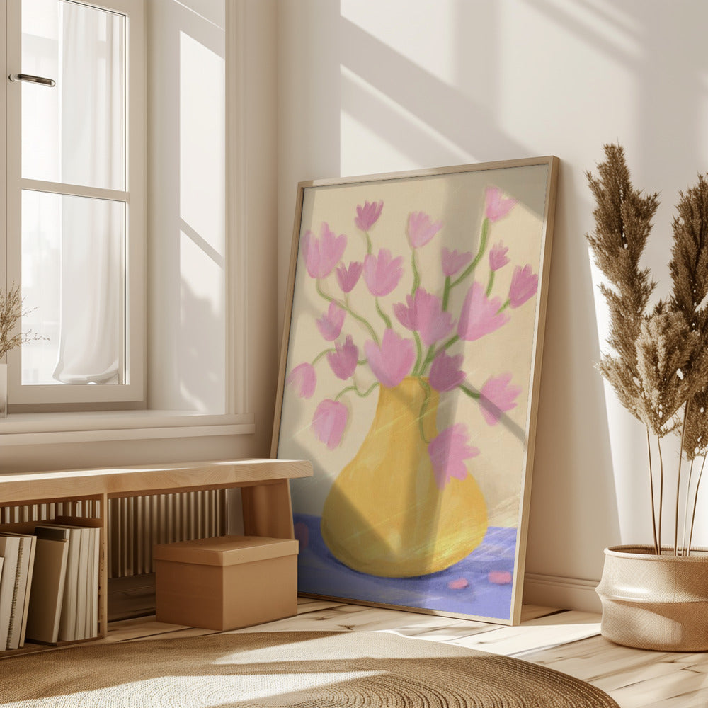 Simple Spring Blossoms In a Vase Illustration Art Poster