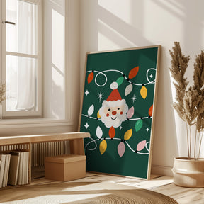 Holiday Christmas Santa Workshop Minimal Retro Green Poster