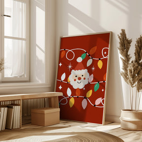 Holiday Christmas Santa Workshop Minimal Retro Red Poster