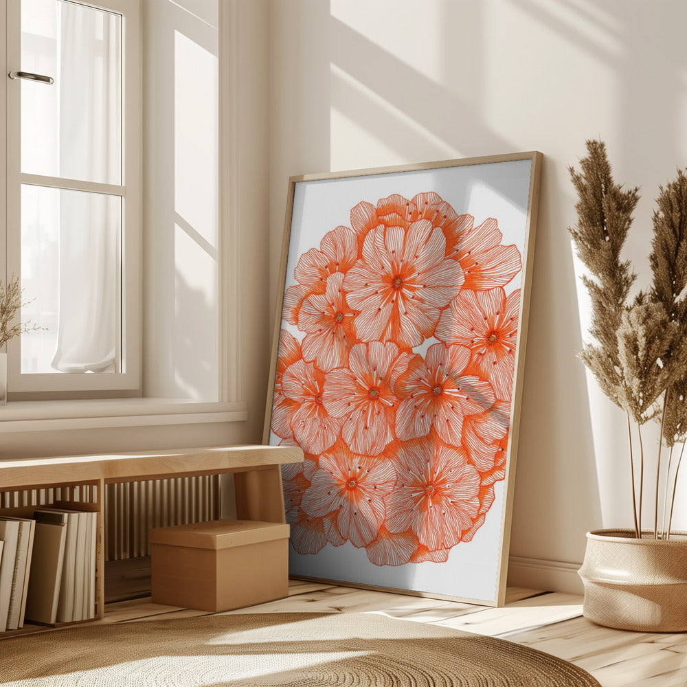 Big Orange Flowers Poster