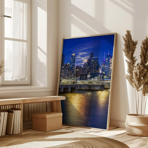 Harvest Moon over the Midtown Manhattan Skyline Poster