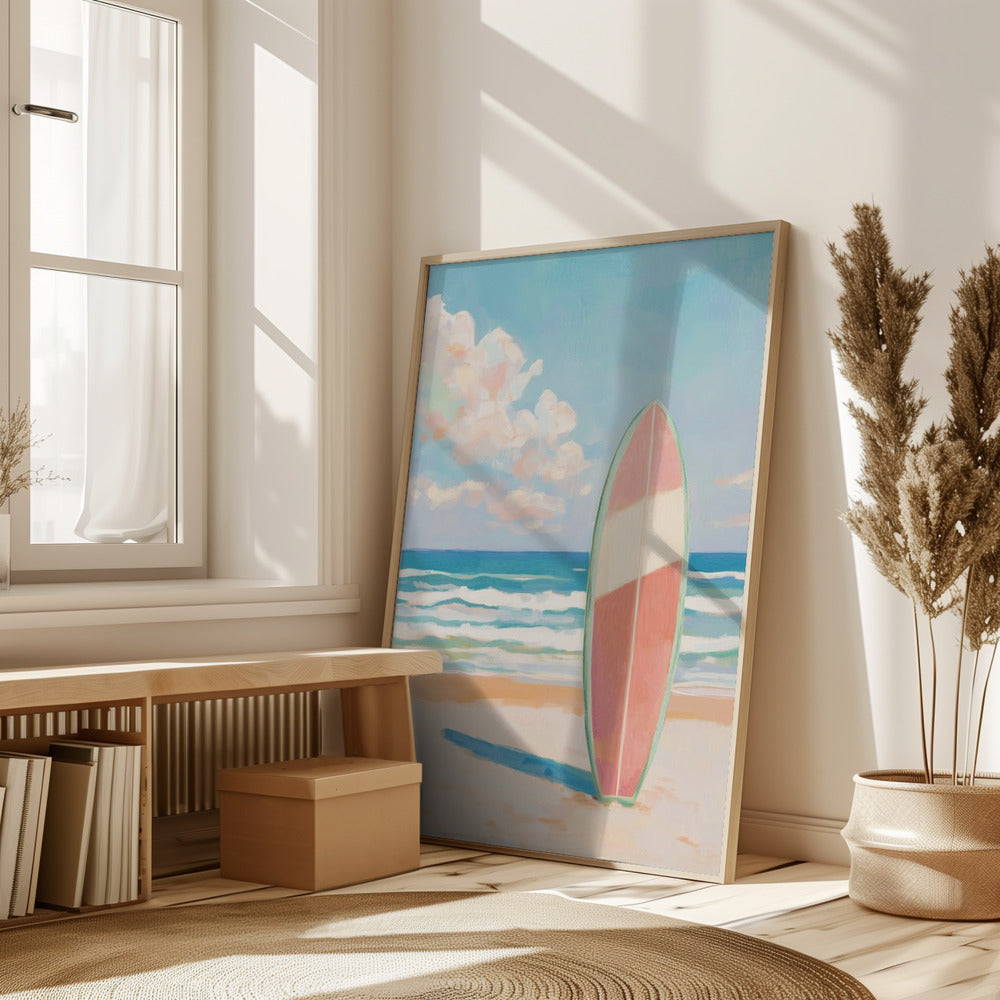 Sea Beach Surfboard Poster