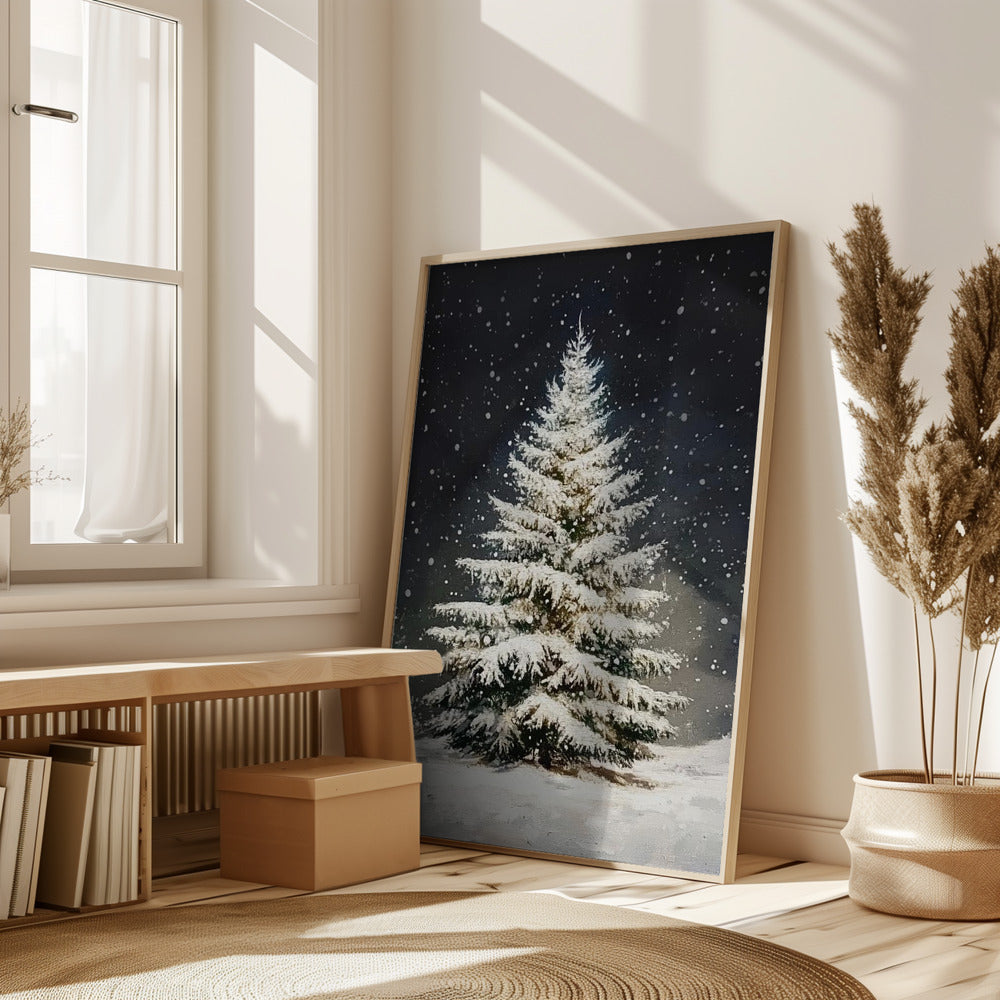 Snowfall Christmas Tree Poster