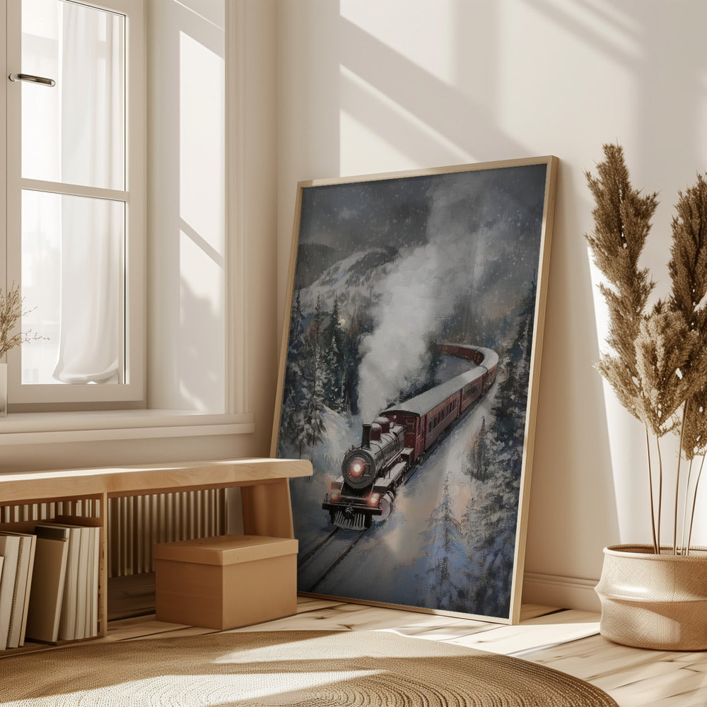 Snowfall Steam Train Poster