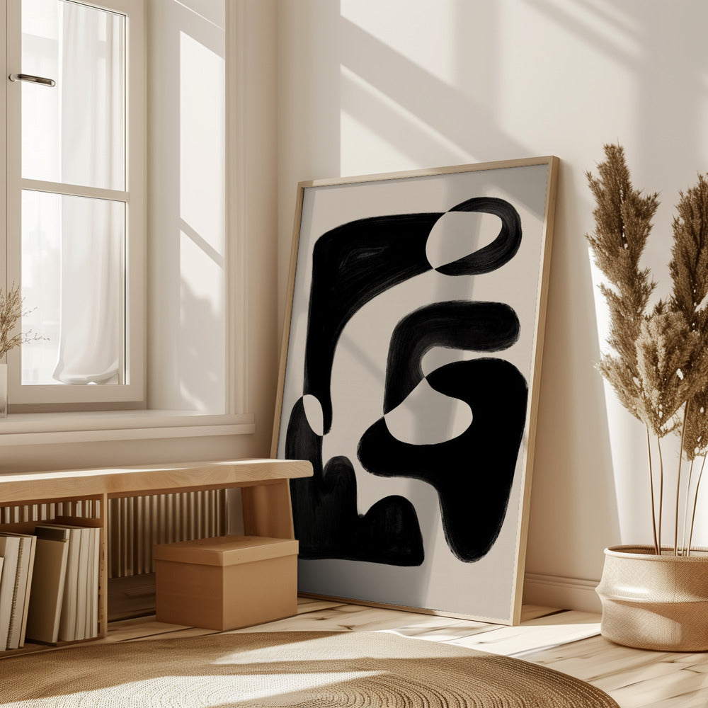 Abstract Beige Black Poster