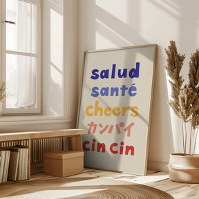 Cheers Typography - Salud Santé Cheers Kanpai Cin cin Poster