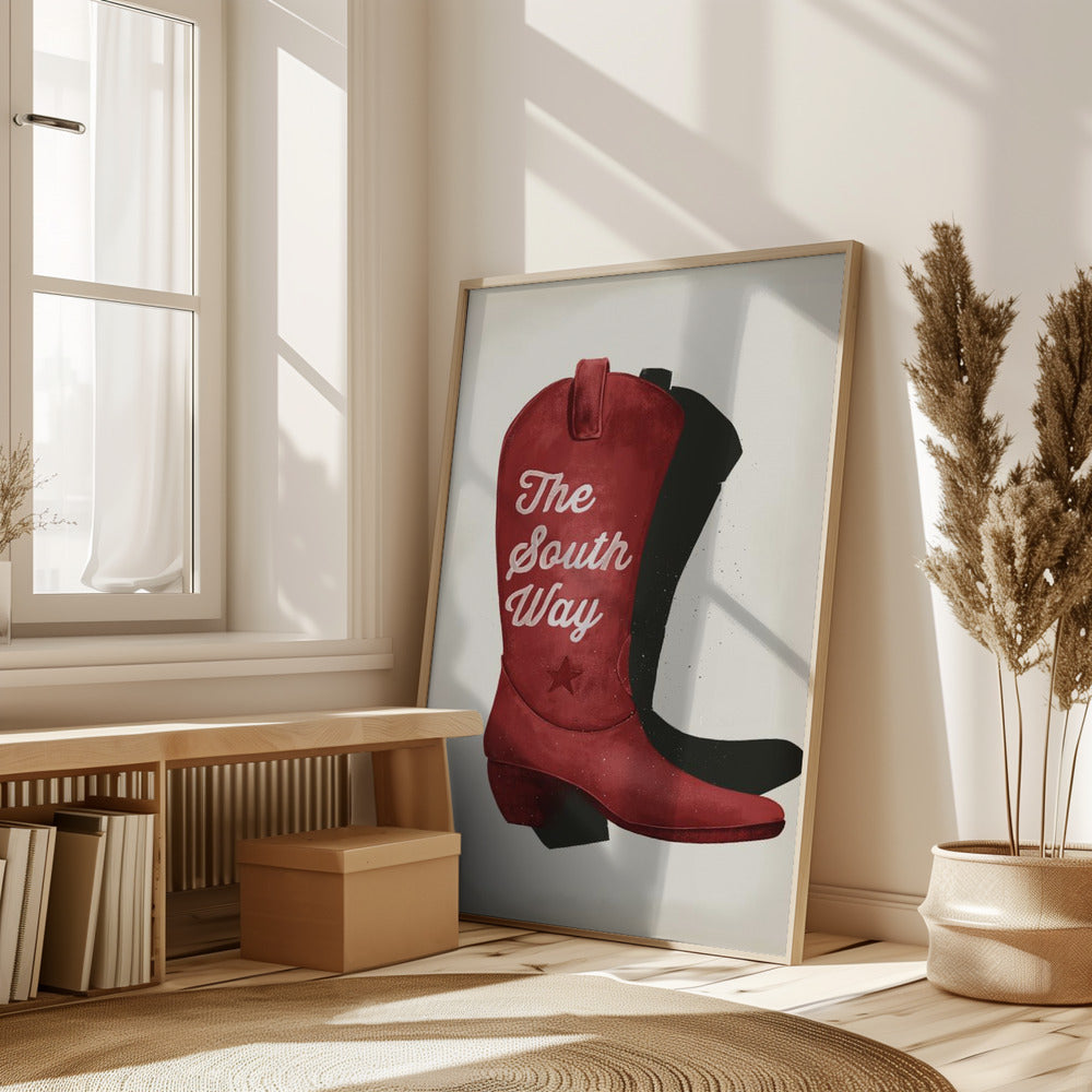 Cowgirl red boot print Poster