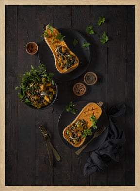 Roasted butternut and lentil salad Poster