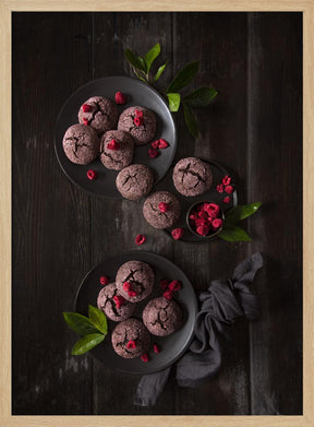 Raspberry chocolate crinkle cookies Poster