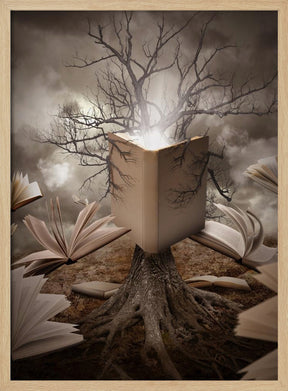 Old Tree Reading Story Book Poster