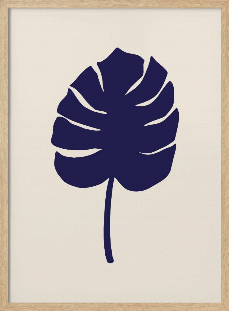 Monstera Leaf Dark Blue Poster