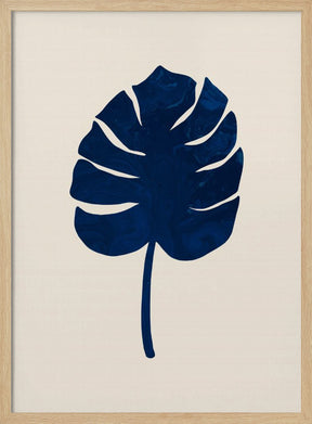 Monstera Marble Blue Poster