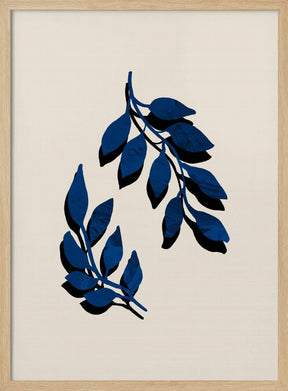 Blue Twig Brush Poster