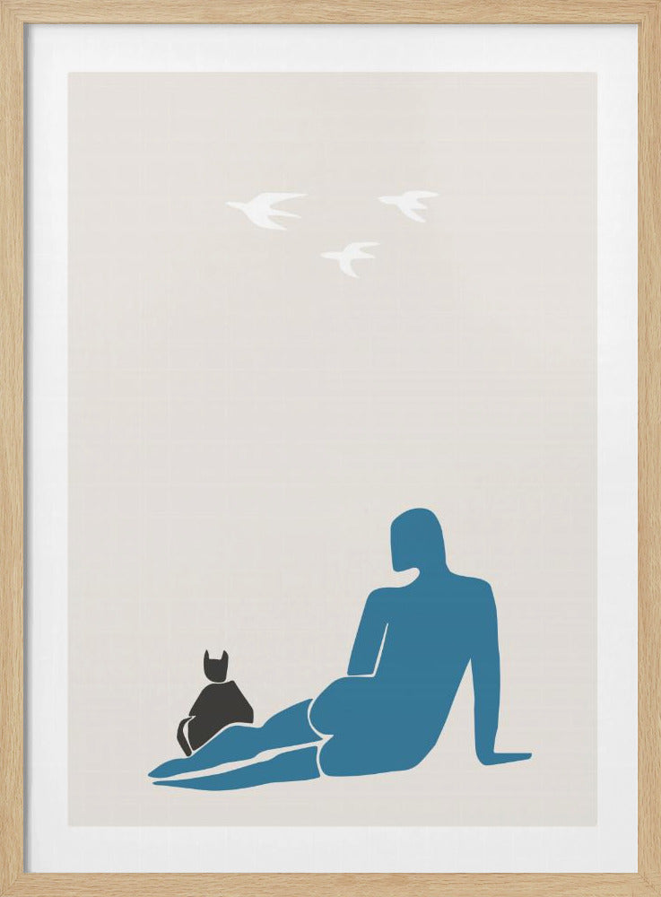 Woman and Cat Poster