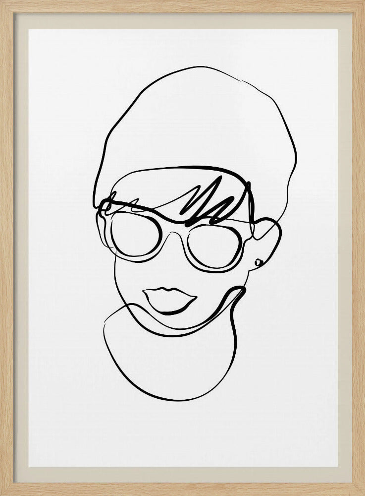 Modern woman line portrait Poster