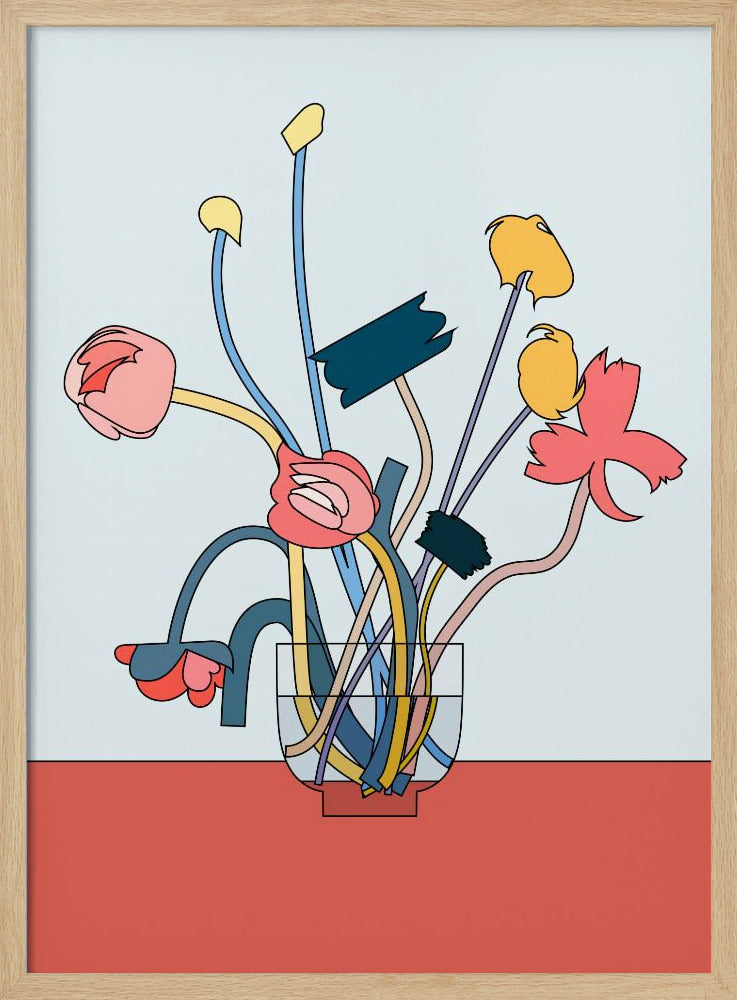 Flowers in a glass vase Poster