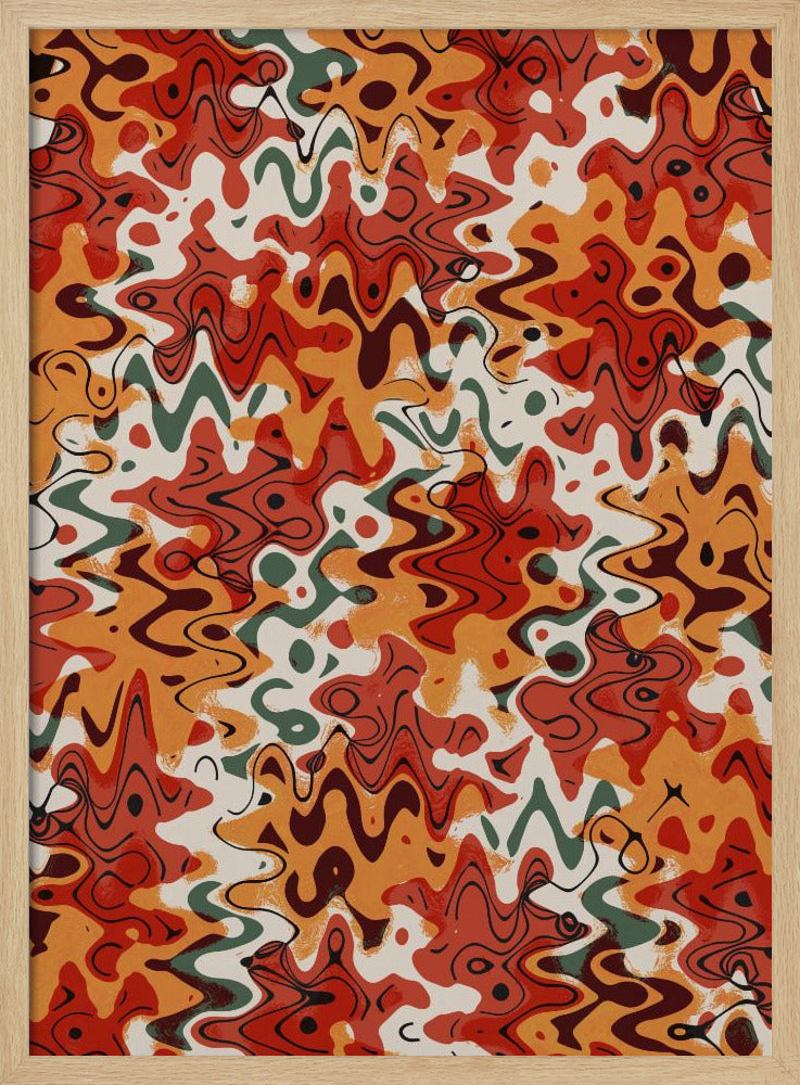 Liquid Red Orange Pattern Poster