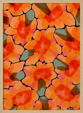 Orange Big Flowers Poster