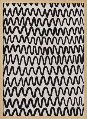 Thin Black Waves Pattern Poster