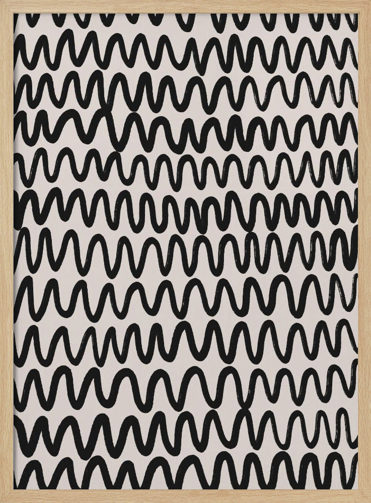 Thin Black Waves Pattern Poster