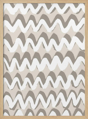 White and Beige ZigZag Pattern Poster