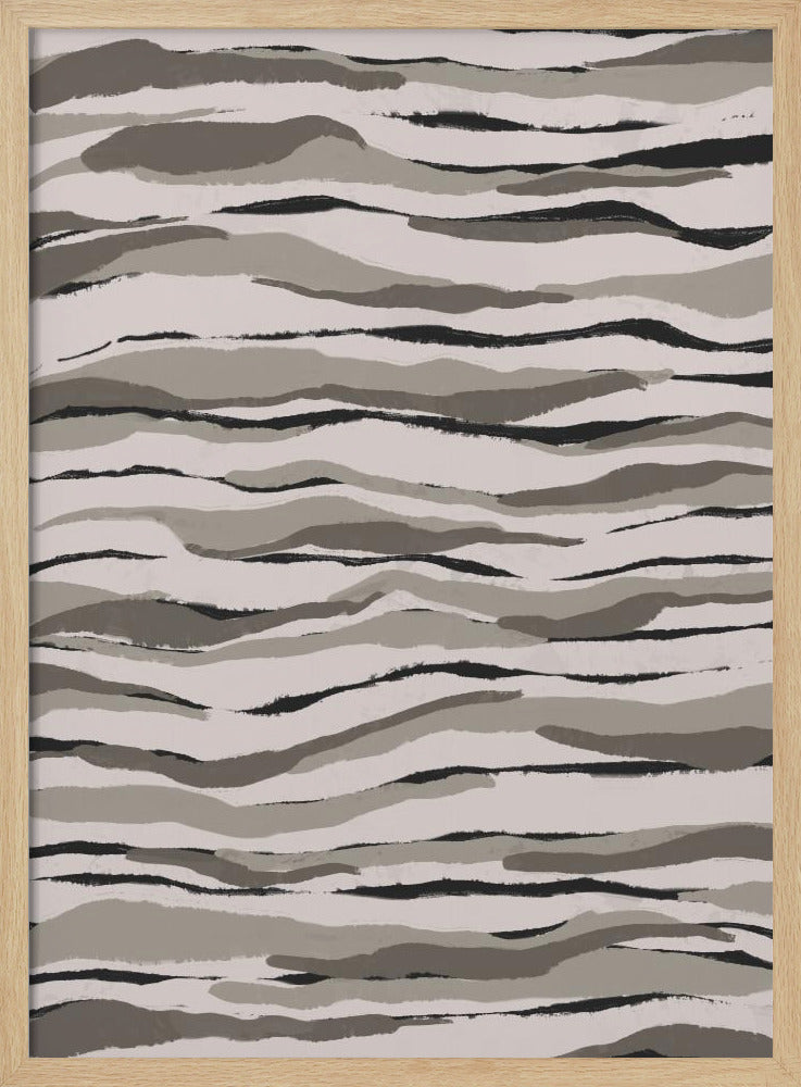 Grey And Beige Waves Poster