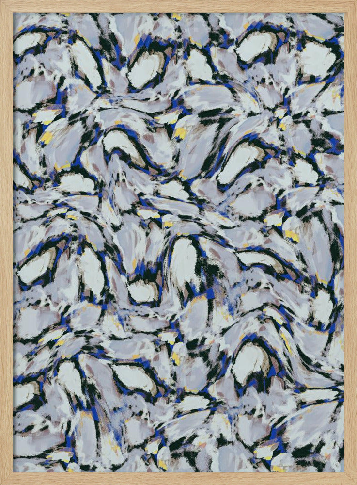 Blue Ice Flowers Pattern Poster