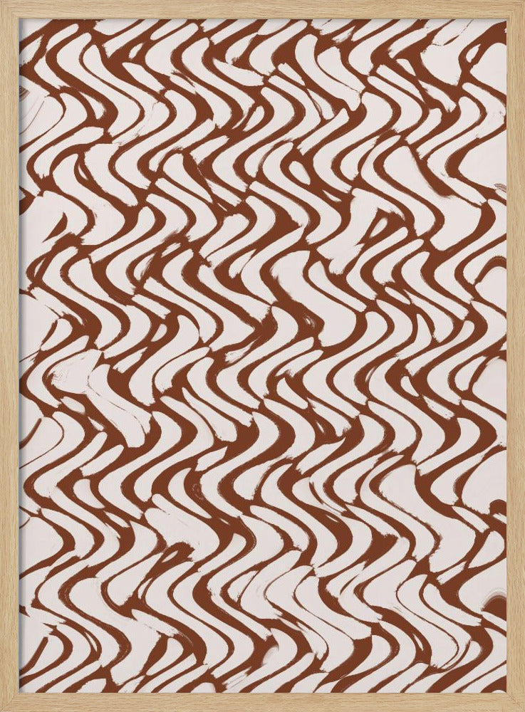 Beige Wavey Zig Zag Pattern Poster