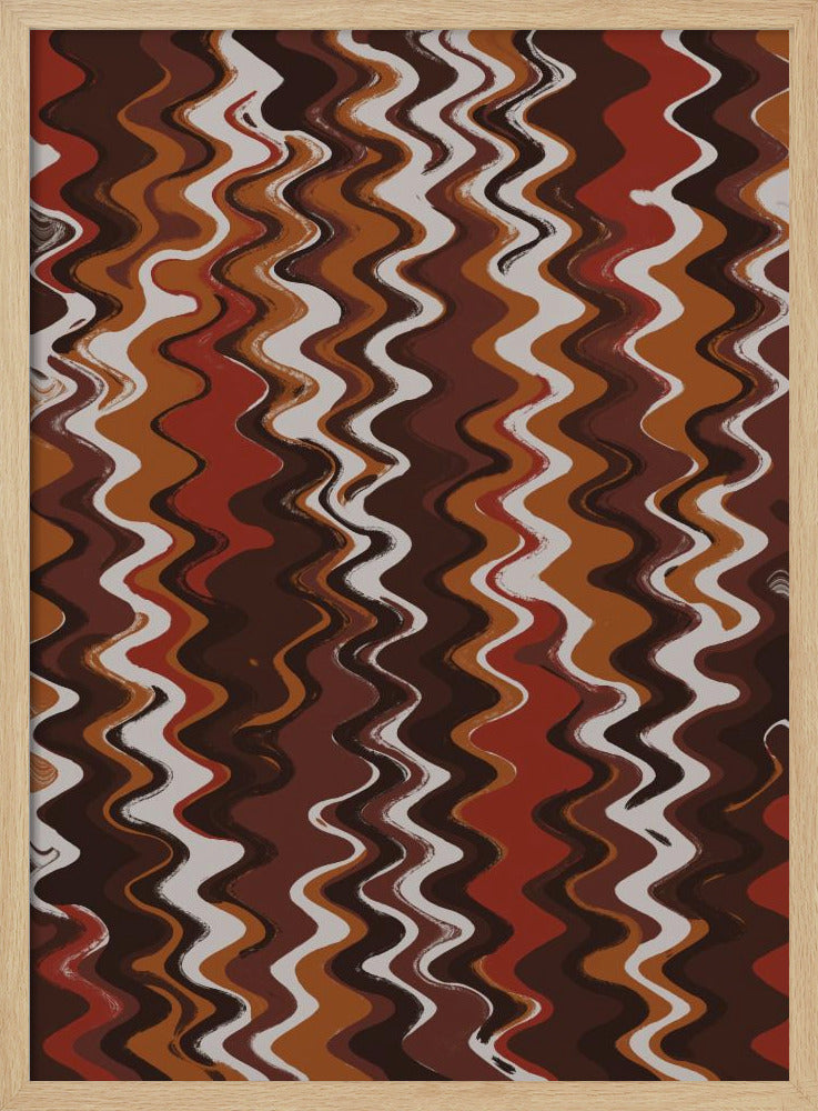 Red Earthy Waves Pattern Poster