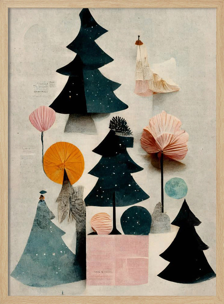 Cute Pine Tree Composition Poster