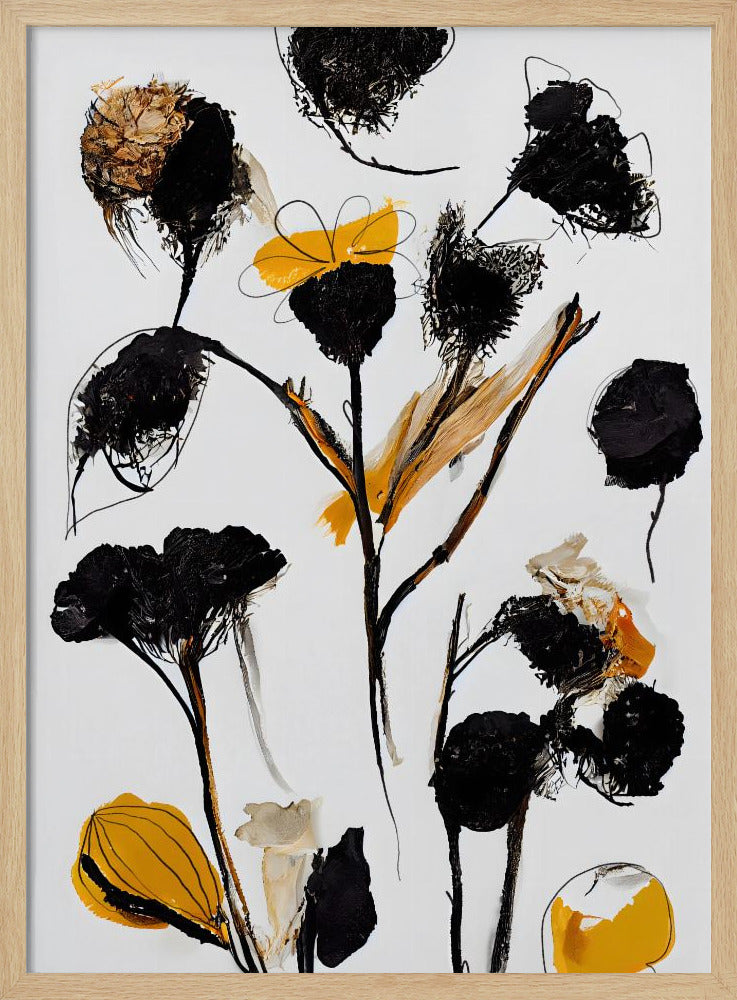 Black Dry Flowers Poster